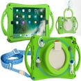thumbnail image 1 of TECH CIRCLE iPad 6th 5th Generation Case,360°Rotating Stand Multi Functional Handle Ring Heavy Duty Shockproof Rugged Protective Case with Shoulder Strap Case for iPad Air 1/Air 2/iPad Pro 9.7, green, 1 of 12