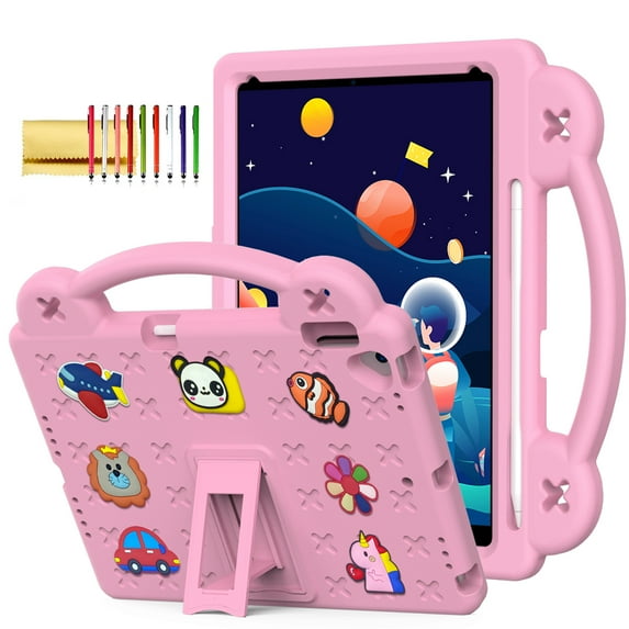 TECH CIRCLE for iPad 9th/8th/7th Gen 10.2" Kids Case,Cartoon Panda Shockproof Rugged Lightweight Convertible Handles Stand Kid Friendly Case with Pencil Holder for iPad 10.2 2021/2020/2019,Pink