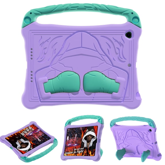 TECH CIRCLE for iPad 9th/8th/7th Gen Case 10.2", iPad Air 3rd Gen/iPad Pro Case 10.5", Cute Boxing Shockproof Hard Case with Handle/Kickstand/Shoulder Strap, Protective Kids-Friendly Cover, Purple