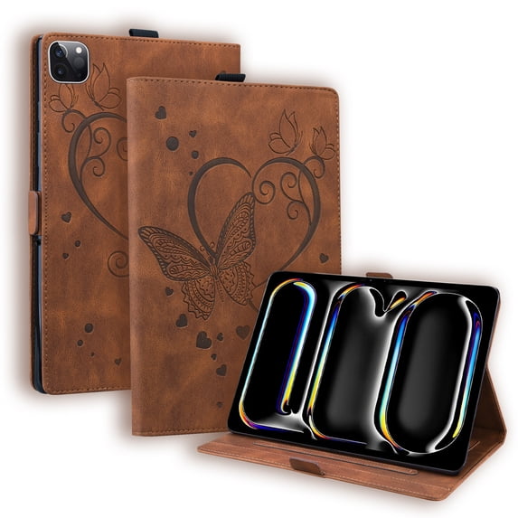 TECH CIRCLE for iPad Air 13 Inch Case 2024 M2,iPad Pro 12.9 inch Case (6th/5th/4th Generation 2022/2021/2020),Built in Pencil Holder Stand Folio Smart Cases with Auto Sleep/Wake,Brown