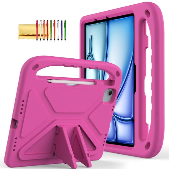 TECH CIRCLE for iPad Air 13 Inch/iPad Pro 13" 2024 M4 Kids Case,iPad Pro 12.9 Case 6th/5th/4th/3rd Gen,Shockproof Protective Handle Stand Pencil Holder EVA Case for iPad Air 13"/Pro 13"/Pro 12.9",Rose