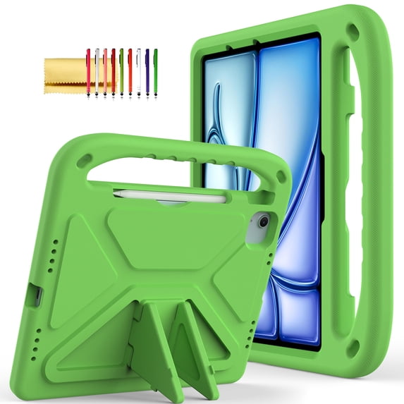 TECH CIRCLE for iPad Air 13 /iPad Pro 13" 2024 M4 Kids Case,iPad Pro 12.9 Case 6th/5th/4th/3rd Gen,Shockproof Protective Handle Stand Pencil Holder EVA Case for iPad Air 13"/Pro 13"/Pro 12.9",Green
