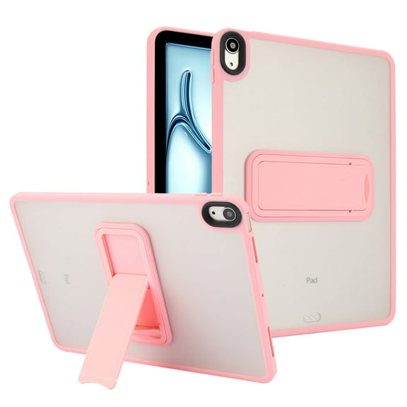 TECH CIRCLE for iPad Air 13-inch (M2/M3) 2024/2025 Release Clear Case with Foldable Kickstand, TPU Edge and Plastic Back, Slim Thin Lightweight Protective Transparent Back Cover for Women Men, Pink