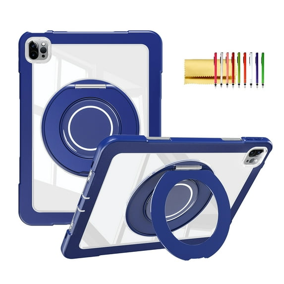 TECH CIRCLE for iPad Air 5th 4th Gen Case 2022 2020 10.9 inch & iPad Pro 11 Case 4th/3rd/2nd/1st Gen,Rotating Foldable Handle Stand Full-Body Shockproof Rugged Protection Kids Girls Cover,Darkblue