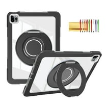 TECH CIRCLE for iPad Air 5th 4th Gen Case 2022 2020 10.9 inch & iPad Pro 11 Case 4th/3rd/2nd/1st Gen,Rotating Foldable Handle Stand Full-Body Shockproof Rugged Protection Kids Girls Cover,Black