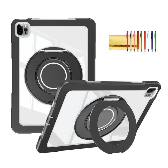 TECH CIRCLE for iPad Air 5th 4th Gen Case 2022 2020 10.9 inch & iPad Pro 11 Case 4th/3rd/2nd/1st Gen,Rotating Foldable Handle Stand Full-Body Shockproof Rugged Protection Kids Girls Cover,Black