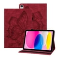 thumbnail image 1 of TECH CIRCLE iPad Case for iPad 10th Generation 2022, Slim Folio Stand Butterfly Embossed PU Leather Magnetic Wallet Cover with Pencil Holder & Elastic Strap for iPad 10th Generation 10.9" 2022,Red, 1 of 11