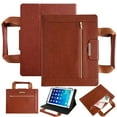 thumbnail image 1 of TECH CIRCLE for iPad/Kindle/Android 15/14/13/12/11 Tablet 6.8/6.9/7.0/7.5/7.9/8.0/8.3/8.4 Inch Universal Protector Case with Zipper Pocket/Handle/Card Slots, PU Leather Folio Fold Stand Cover, Brown, 1 of 7