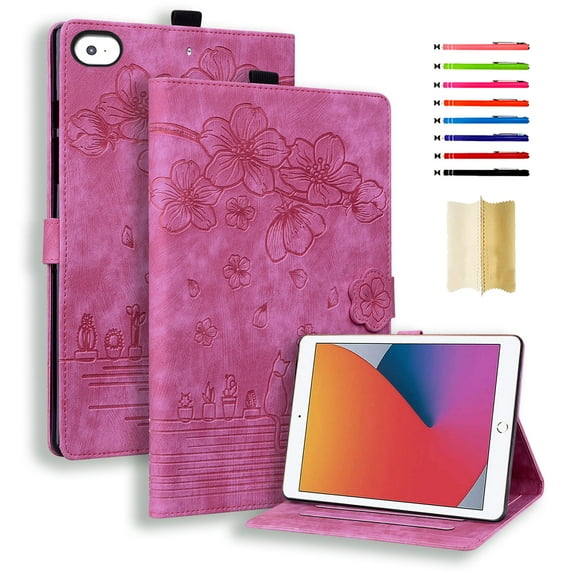 TECH CIRCLE iPad Mini 5 Case Mini 4 Mini 3 2 Cover, Smart Wake Sleep Flip Stand Case Soft PU Leather Card Slot Protective Wallet Case with Pen Holder for Apple iPad Mini 1 2 3 4 5 7.9 inch,Rose