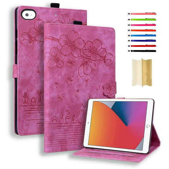 TECH CIRCLE iPad Mini 5 Case Mini 4 Mini 3 2 Cover, Smart Wake Sleep Flip Stand Case Soft PU Leather Card Slot Protective Wallet Case with Pen Holder for Apple iPad Mini 1 2 3 4 5 7.9 inch,Rose