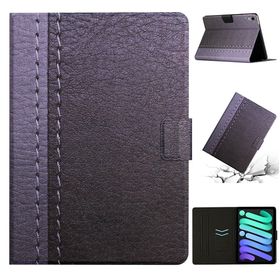 TECH CIRCLE for iPad Mini 6 Leather Case (2021 6th Generation),Card Slot PU Leather Wallet Cover with Sleep / Wake Feature Flip Kickstand for iPad Mini 6th, Gray