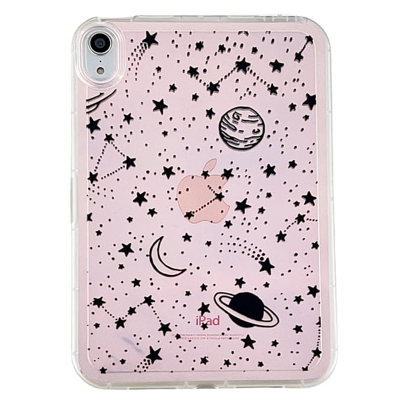 TECH CIRCLE for iPad Mini (A17 Pro) Case 2024 Release, iPad Mini 6th Generation Case 8.3" 2021 Release, Cute Cartoon Back Cover Case, Durable Soft Silicone Cover, Slim Lightweight Case, Black Galaxy