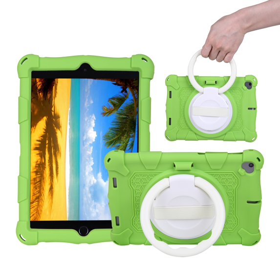 TECH CIRCLE for iPad Mini A17 Pro/iPad Mini 6th Gen Back Cover 8.3" 2024/2021 Release, Durable Lightweight Silicone Case with Rotate Kickstand/Handle, Shoulder Strap/Screen Protector Included, Green