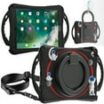 thumbnail image 1 of TECH CIRCLE iPad Pro 11 4th/3rd/2nd/1st Generation Case,360°Rotating Stand Multi Functional Handle Ring Heavy Duty Shockproof Rugged Protective Case with Shoulder Strap Case for iPad Air 5th/4th,Black, 1 of 12