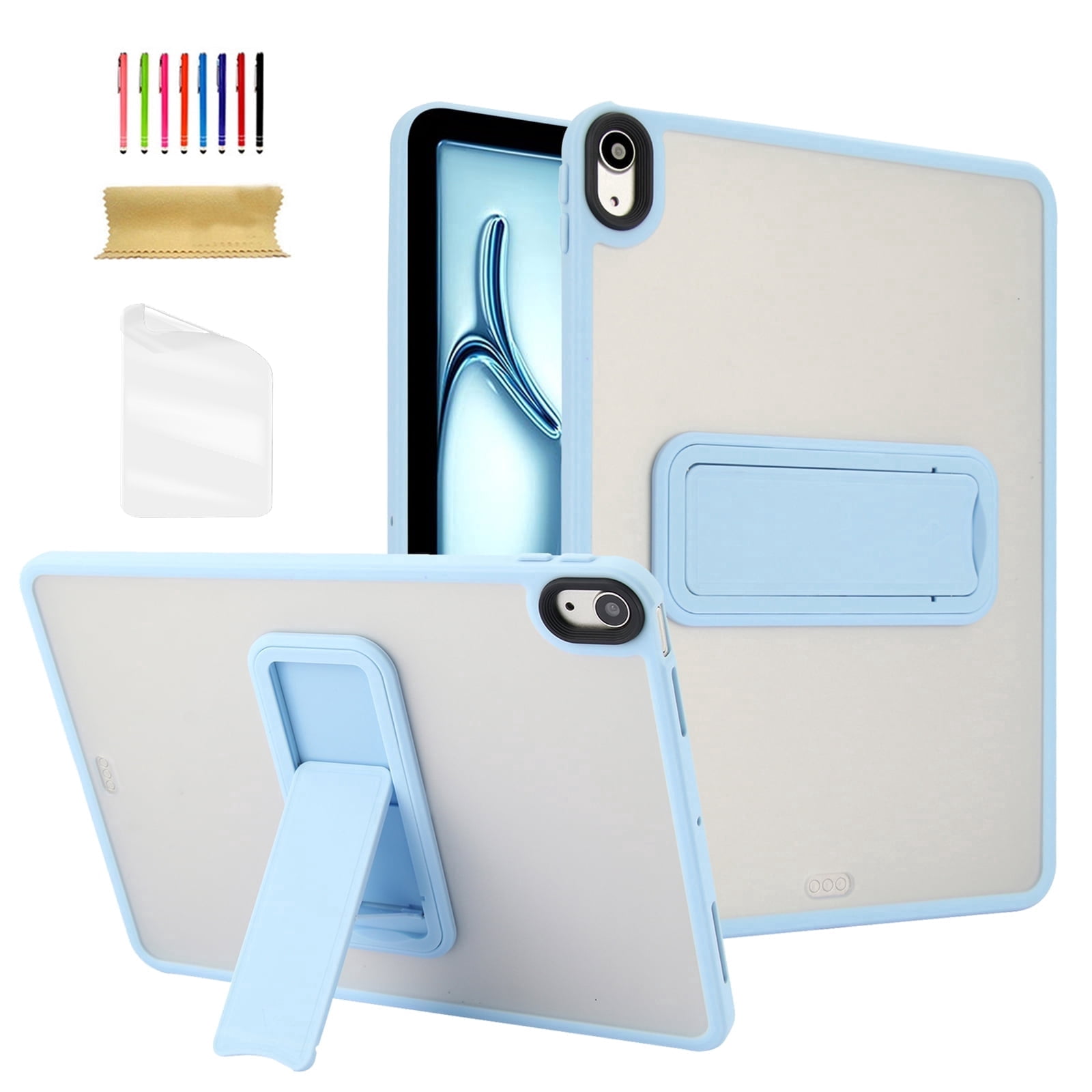 TECH CIRCLE for Apple iPad Pro 13-inch (M4/M5) 2024/2025 Release Slim Clear Back Cover Case with Kickstand, Screen Protector Film, Lightweight Protective Scratch Resistant Thin Case, 03 Blue