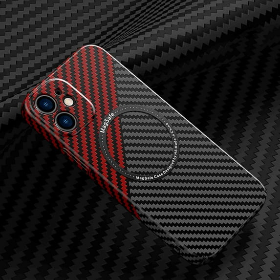 TECH CIRCLE for iPhone 11 6.1 Inch Magnetic Case, Shockproof Carbon Fiber Slim Fit Phone Cover Compatible with MAGSAFE Accessories & Charging Black Case for iPhone 11, Black/Red