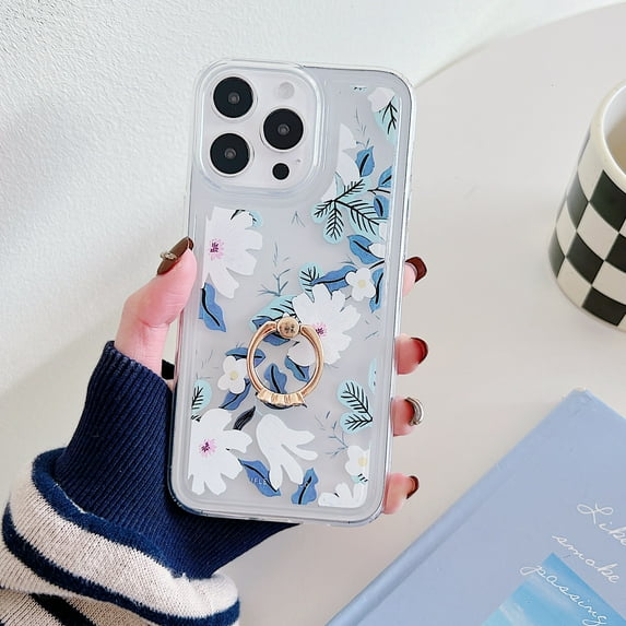 TECH CIRCLE For iPhone 11 Case, 360 Rotating Ring Holder Kickstand Soft Slim Shockproof Protective TPU Girls Women Clear Cute Case for Apple iPhone 11 6.1" 2019,Flower