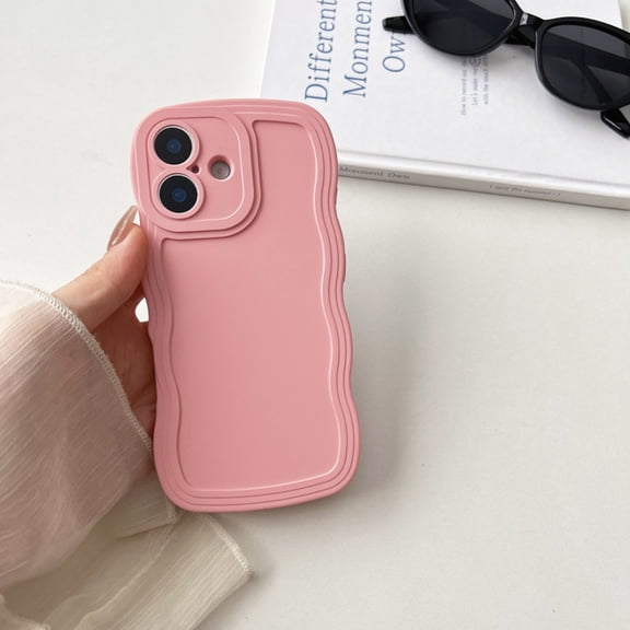 TECH CIRCLE for iPhone 11 Flexible TPU Silicone Rubber Case, Cute Curly Wave Frame Shape Wavy, Slim Anti-Scratch Anti-Fingerprint Non-Slip Lightweight Shockproof for Women Girls ,Pink