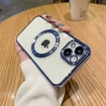 thumbnail image 1 of TECH CIRCLE for iPhone 11 Pro 5.8 Inch Clear Case, Camera Lens Protection Raised Lips Plating Edge Electroplated Frame Shockproof Magsafe Magnetic Case for iPhone 11 Pro,Blue, 1 of 8