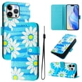 thumbnail image 1 of TECH CIRCLE for iPhone 11 Pro Case 5.8" (2019 Release), Cute Cartoon Flip Wallet Phone Case with Lanyard, Built-in Card Slots & Stand Function, Portable Lightweight Slim Folio Cover, Blue Daisy, 1 of 3