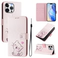 thumbnail image 1 of TECH CIRCLE for iPhone 11 Pro Max Case 6.5-Inch (2019 Release), Cute Cartoon Flip Wallet Phone Case with Lanyard, Built-in Card Slots & Stand Function, Portable Lightweight Slim Folio Cover, Pink Cat, 1 of 3
