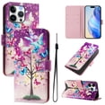 thumbnail image 1 of TECH CIRCLE for iPhone 11 Pro Max Case 6.5-Inch (2019 Release), Cute Cartoon Flip Wallet Phone Case with Lanyard, Built-in Card Slots & Stand Function, Portable Lightweight Slim Cover, Butterfly Tree, 1 of 3