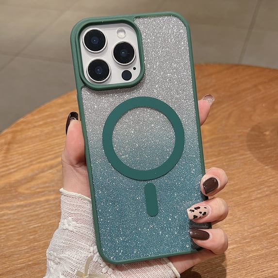 TECH CIRCLE for iPhone 11 Pro Max Magnetic Case,Women Girl Soft Cute Luxury Bling Gradient Glitter Phone Case Compatible with MagSafe Shockproof Back Cover for iPhone 11 Pro Max 6.5" 2019,Darkgreen