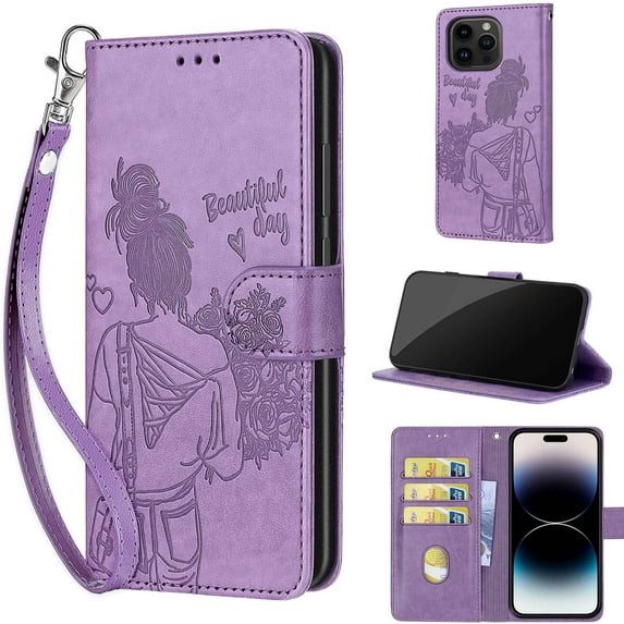 TECH CIRCLE For iPhone 11 Pro Max Wallet Case,Folio Flip Kickstand Shockproof Protective PU Leather Cover with Card Slot Cash Pocket Carrying Wrist Strap for Apple iPhone 11 Pro Max 6.5" 2019,Purple