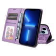 thumbnail image 1 of TECH CIRCLE iPhone 11 Pro max case,Embossed PU Premium Leather Wallet Card Cash Slots Magnetic Flip Kickstand Shockproof Cover for iPhone 11 Pro max  6.5 inch,Purple, 1 of 12