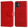thumbnail image 1 of TECH CIRCLE iPhone 11  case, Embossed PU Premium Leather Wallet Card Cash Slots Magnetic Flip Kickstand Shockproof Cover for iPhone 11 6.1 inch,Red, 1 of 10