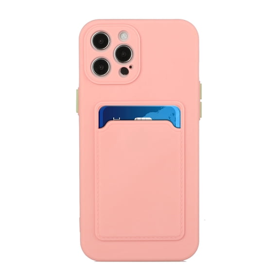TECH CIRCLE for iPhone 12 Mini Frosted TPU Wallet Case with Card Holder Soft Liquid Silicone Cover [Microfiber Lining] Full Camera Protection Lightweight Shockproof Slim for Women Men,Pink