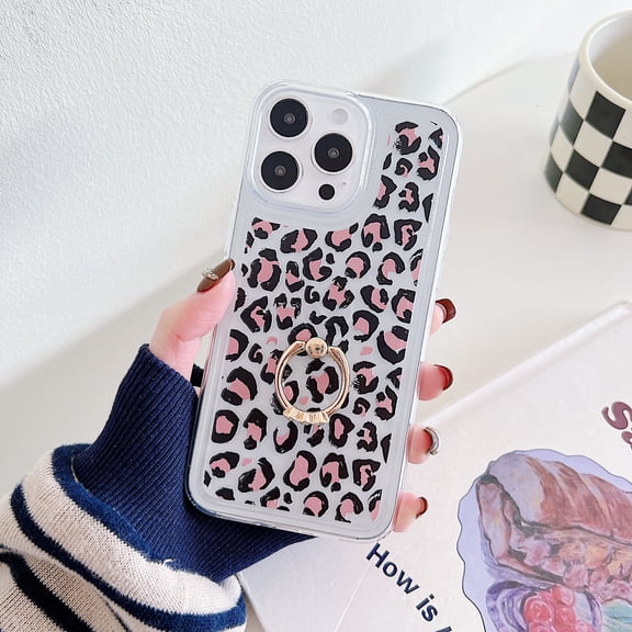 TECH CIRCLE For iPhone 12 Pro / 12 6.1" Case, 360 Rotating Ring Holder Kickstand Soft Slim Shockproof Protective TPU Girls Women Clear Cute Case for Apple iPhone 12 Pro/iPhone 12,Leopard Print