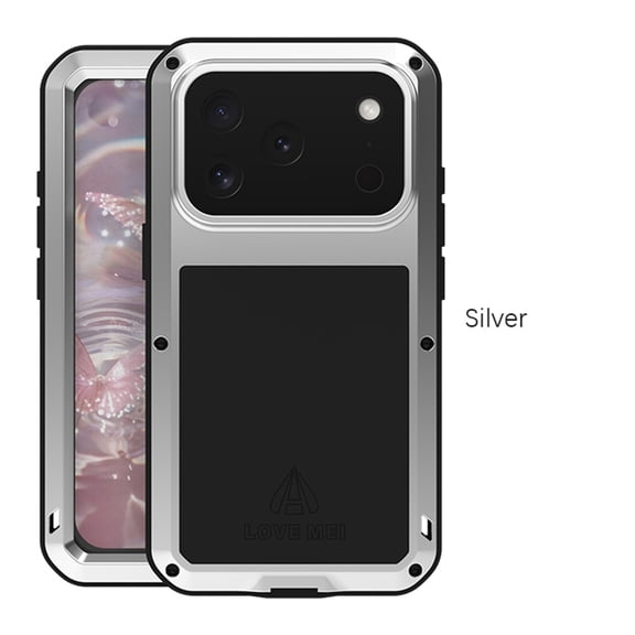 TECH CIRCLE for iPhone 12 Pro Max Silicone Rubber Case,Outdoor Sports Military Heavy Duty Metal Cover Waterproof Shockproof Dustproof Rugged Full Body Case with Tempered Glass Screen Protector,Silver