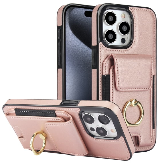 TECH CIRCLE For iPhone 12 Pro /iPhone 12 Case,Flip Wallet Case with Card Slots Ring Stand Holder Kickstand Folio PU Leather Protective Phone Cover for Apple iPhone 12 Pro/iPhone 12,Rosegold