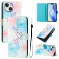 thumbnail image 1 of TECH CIRCLE for iPhone 13 Case 6.1-Inch (2021 Release), Cute Cartoon Flip Wallet Phone Case with Lanyard, Built-in Card Slots & Stand Function, Portable Lightweight Slim Folio Cover, Red Hearts, 1 of 3