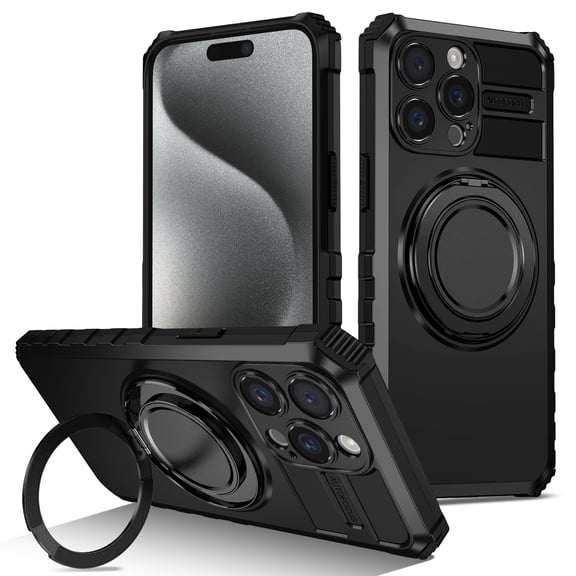 TECH CIRCLE For iPhone 13 Case with Magnetic Ring Stand,Compatible with MagSafe Military Anti-Scratch Heavy Duty Shockproof Protective Phone Case for Apple iPhone 13 6.1" 2021,Black