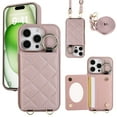 thumbnail image 1 of TECH CIRCLE for iPhone 13 Case, Quilted PU Leather Double Magnetic Clasp Shockproof Cover with Card Holder Shoulder Strap Mirror Ring Stand Flip Wallet Case for iPhone 13 6.1",Purple, 1 of 6