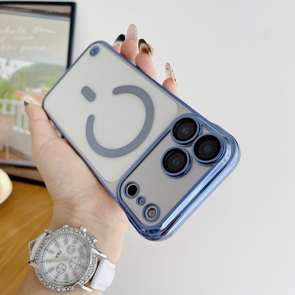 TECH CIRCLE for iPhone 13 Magnetic Slim Hard PC Case Compatible with MagSafe,Clear Matte Ultra-Thin Bumper Frameless with Finger Loop Full Camera Protection for Women Men,Qi,Blue