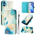 thumbnail image 1 of TECH CIRCLE for iPhone 13 Mini Case 5.4-Inch (2021 Release), Cute Cartoon Flip Wallet Phone Case with Lanyard, Built-in Card Slots & Stand Function, Portable Lightweight Slim Folio Cover, Blue Flower, 1 of 3
