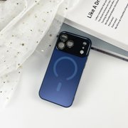TECH CIRCLE For iPhone 13 PC+TPU Frosted Candy Color Case Anti-Scratch Shockproof Anti-Fingerprint Wireless Charging Qi Compatible Large Window Crystal Camera Lens Protection,Darkblue