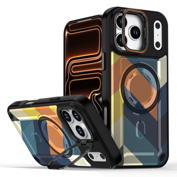 TECH CIRCLE For iPhone 13 Pro (6.1", 2021) Rugged Shockproof Magnetic Case with Kickstand, Camo Style Protective Case, Compatible with MagSafe and Wireless Charging, Anti Scratch, Colorful