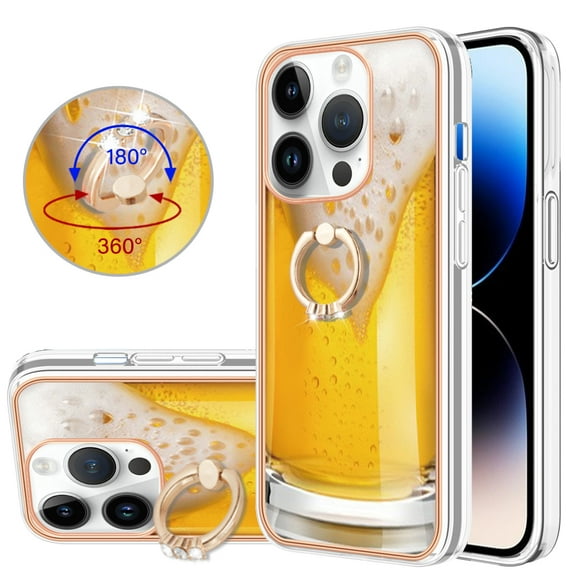 TECH CIRCLE For iPhone 13 Pro Case with Stand,360 Rotatable Shiny Ring Holder Kickstand Soft TPU Girls Women Case Shockproof Protective Phone Case for Apple iPhone 13 Pro 6.1" 2021,Beer
