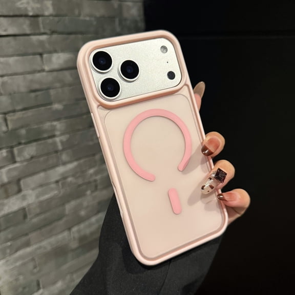 TECH CIRCLE For iPhone 13 Pro Magnetic Transparent Matte Case Slim Anti-Scratch Shock-Absorbent Non-Slip PC+TPU Wireless Charging Drop Protection Cover,Pink