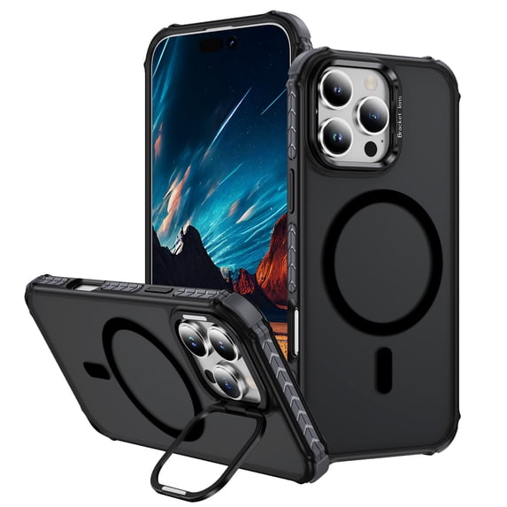 TECH CIRCLE for iPhone 13 Pro Max Case with Magnetic Lens Stand,Compatible with MagSafe,Slim Anti-Scratch Scratch-Resistant Shockproof Protective Magnetic Back Phone Case for iPhone 13 Pro Max,Black