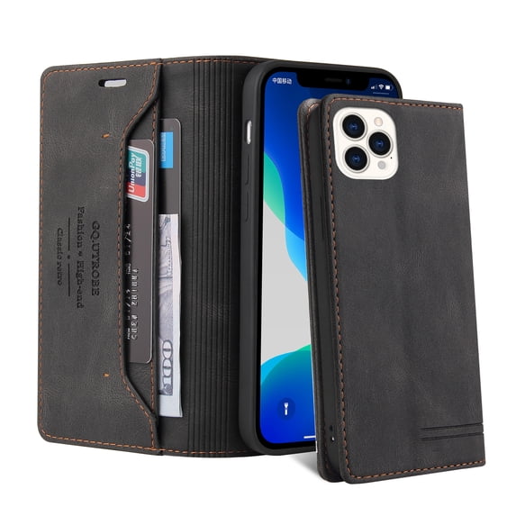 TECH CIRCLE for iPhone 13 Pro Max Wallet Case, Magnetic PU Leather Stand Up Flap, Case Wallet with Card Slot Folio Case, Compatible with iPhone 13 Pro Max,Black