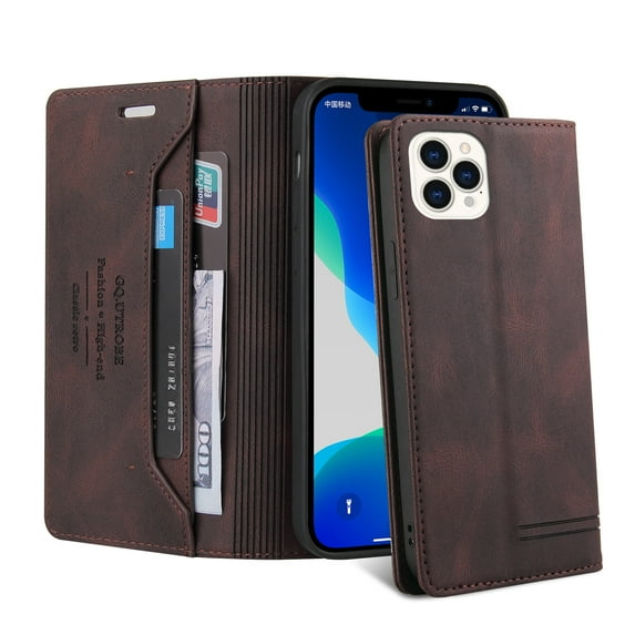 TECH CIRCLE for iPhone 13 Pro Max Wallet Case, Magnetic PU Leather Stand Up Flap, Case Wallet with Card Slot Folio Case, Compatible with iPhone 13 Pro Max,Brown