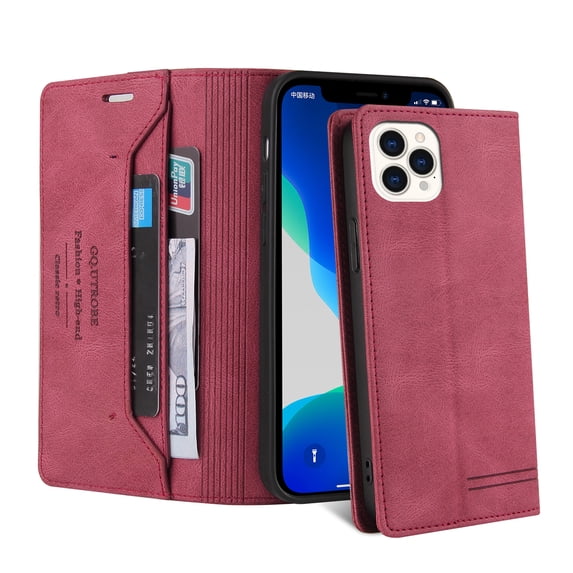 TECH CIRCLE for iPhone 13 Pro Max Wallet Case, Magnetic PU Leather Stand Up Flap, Case Wallet with Card Slot Folio Case, Compatible with iPhone 13 Pro Max,Red