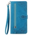 thumbnail image 1 of TECH CIRCLE for iPhone 13 Pro Wallet Case, Flower Embossed Premium PU Leather Wallet Flip Protective Phone Case Cover with Card Slots and Stand for iPhone 13 Pro,Blue, 1 of 8
