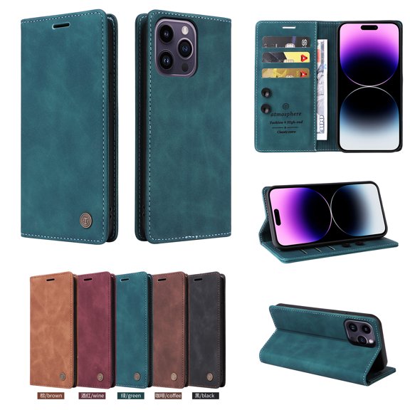 TECH CIRCLE For iPhone 13 Wallet case,PU Leather Flip Folio Case with Card Holders RFID Blocking Kickstand Shockproof TPU Inner Shell Phone Cover forApple iPhone 13 6.1" 2021,Green