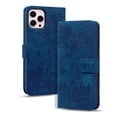 thumbnail image 1 of TECH CIRCLE iPhone 13 case, Flower cat Embossed Wallet Card Cash Slots  PU Premium Leather Magnetic Flip Kickstand Shockproof Ultra-Slim Cover for iPhone 13 6.1 inch,,Blue, 1 of 7